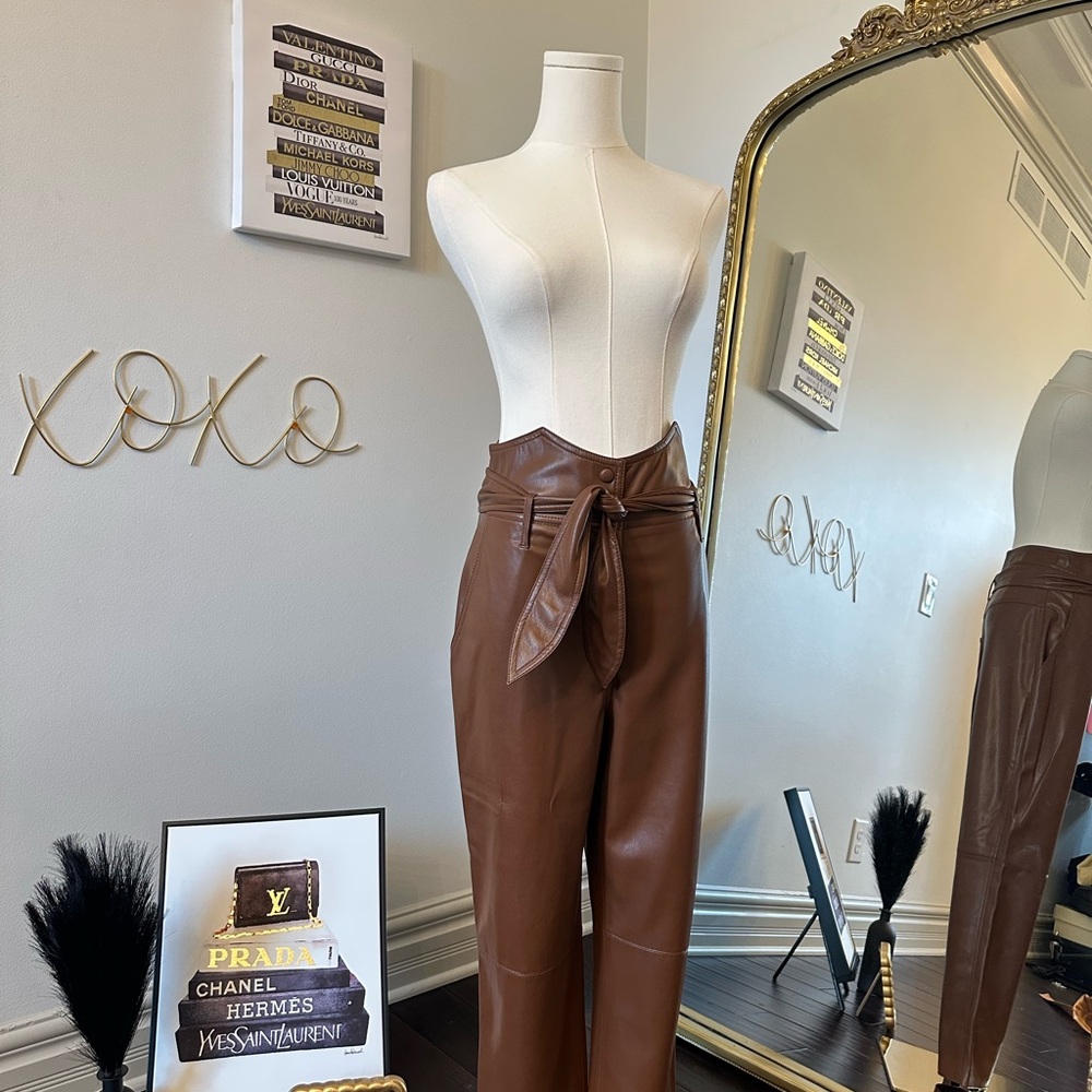 Nanushka Brown Tie-Waist Pants